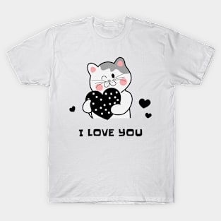 i love you funny cute cat T-Shirt